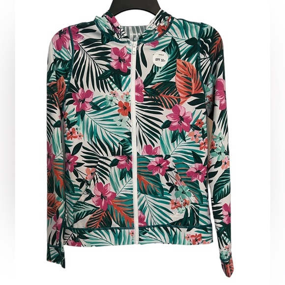 HURLEY Full Hooded Zip Hoodie Swimsuit Cover Up Hawaiian Hoodie Summer Beach - Picture 4 of 6